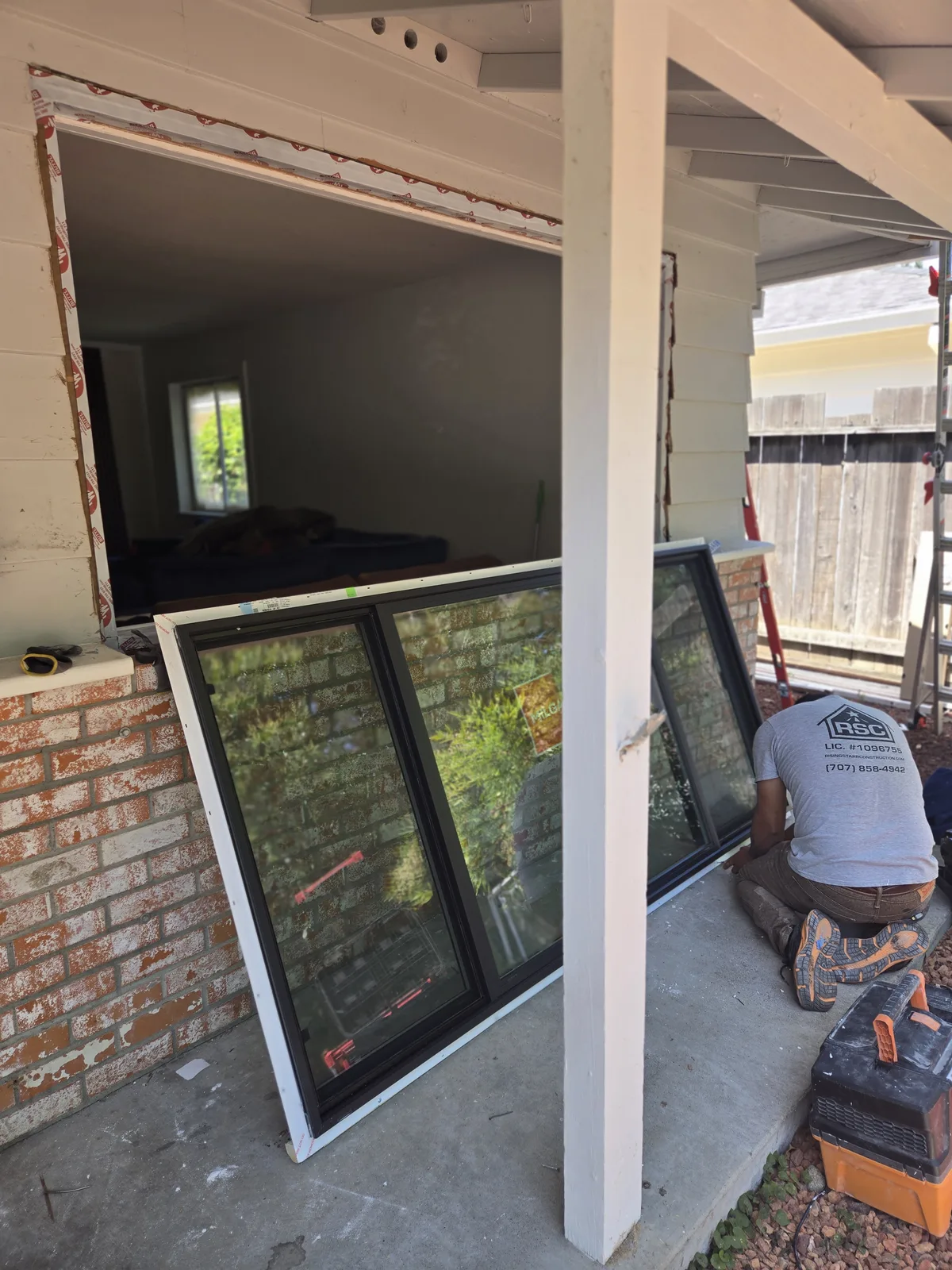 Window replacement installation in progress